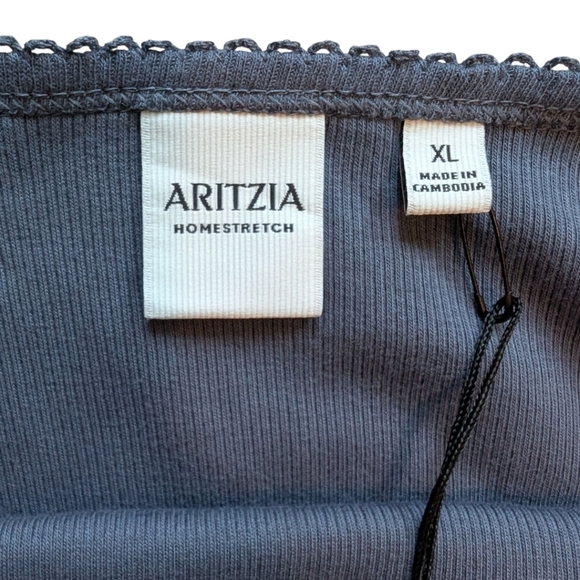 Aritzia Homestretch Rib Lace V-neck Cami Tank Vintage Navy New With Tag Women XL - Picture 2 of 13